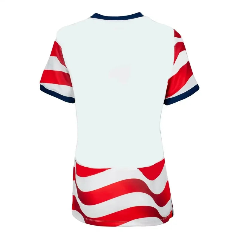 USA Red White Wavy Stripe Print 2026 Home Fan Edition Soccer Jersey Breathable Quick Dry Adult Soccer Shirts Family Kids Tees 26