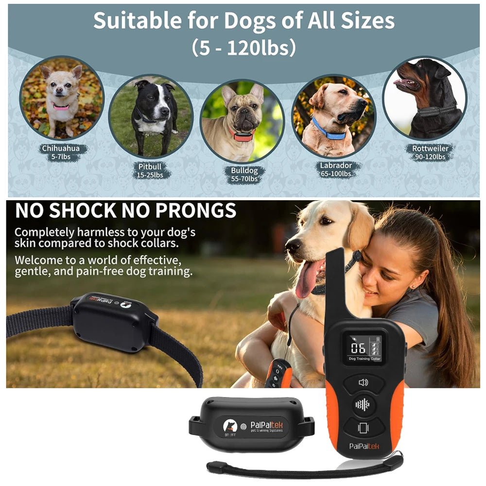 No Shock Dog Training Collar with Remote 3300ft Range,Vibrating Dog Collar Waterproof&Rechargeable Electric Collar for Dogs