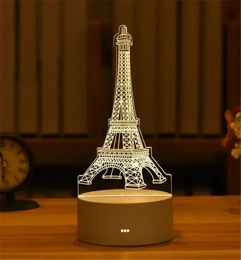 3D Acrylic LED Night Light USB Powered Bedroom Bedside Decor Night Lamp Birthday Kid Gifts Table Ornaments Novelty Lighting
