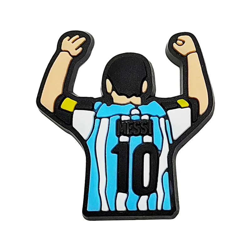1-16pcs of Football Star Mesi Series Cartoon Shoe Charming Decorative Accessories, Children's Favorite Gifts