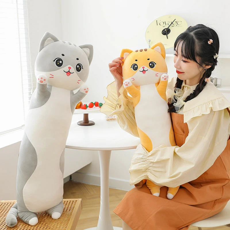 Cute and Soft Long Cat Plush Toy Ultra Kawaii Cat Hug Pillow Body Animal Sleeping Companion Kids Birthday Gift