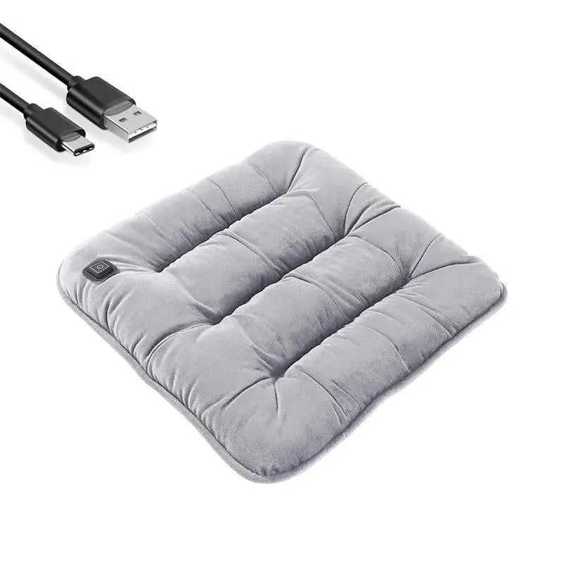 Car Heated Seat Cushion Winter Plush Seat Cushion Quick-Heating For Car, Home, 12V USB Electric Heating Single Pad