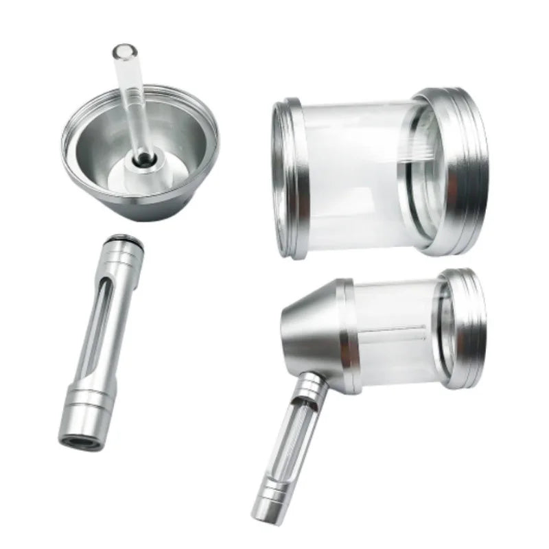 New Smoking Pipe Kit Aluminum Alloy&Glass Dry Burning Grass Herb Tobacco Pipes Hookah Set Portable Shisha Smoke Pipa for Gifts