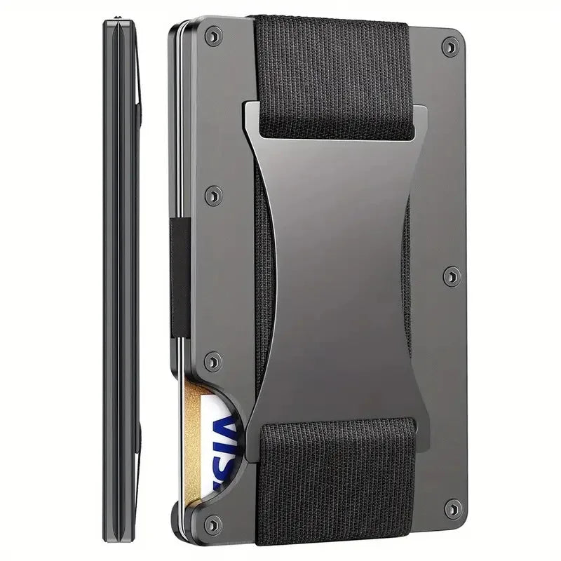 New Slim Fashion RFID Protection Card Holder Men Women Aluminum Wallet Elasticity Back Pouch ID Credit Case Unisex Travel Purse