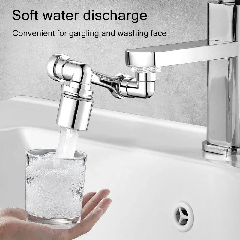 2Pcs Universal 1080° Rotation Faucet Extender Washbasin Robot Arm Tap Dual Mode Sprayer Head Bathroom Splash Proof Swivel Faucet
