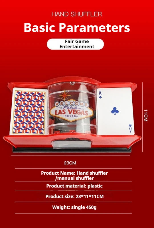 Red/Black Manual Card Shuffler 2 Deck with Hand Crank, Card Shuffler for Blackjack, UNO, Poker, Playing Card Dealer Machine