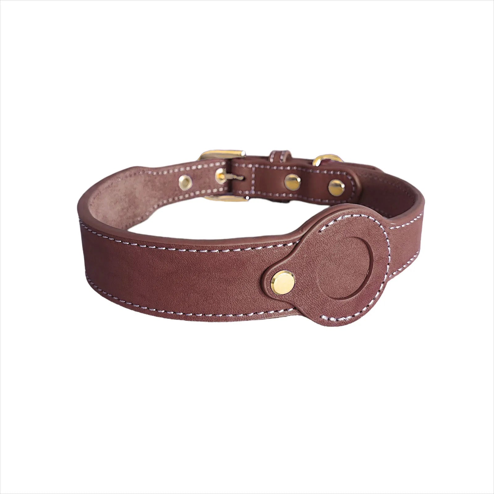 Leather AirTag dog Collar Genuine and Heavy Duty handmade pet collar with Air Tag Holder Lightweight GPS Pet Collars