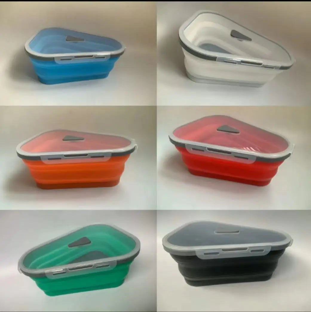 Baby Food Grade Silicone Folding Pizza Box Reusable Triangle Pizza Packing Box Take Away Box Silicone Children Food Storage Box