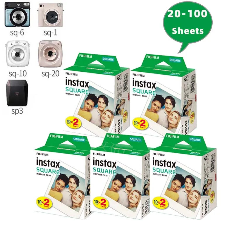 Fujifilm Instax Square White Edge Films Photo Paper 10-100 Sheets for Instax SQ10 SQ6 SQ20 Instant Camera Share SP-3 Printer