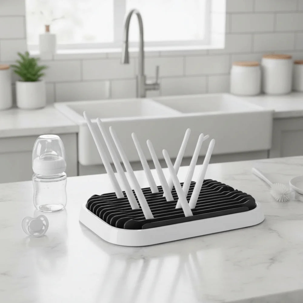 Foldable Baby Bottle Drying Rack Sturdy Plastic Bottle Cleaning Dryer Detachable Portable Bottle Holder Nursery Essentials