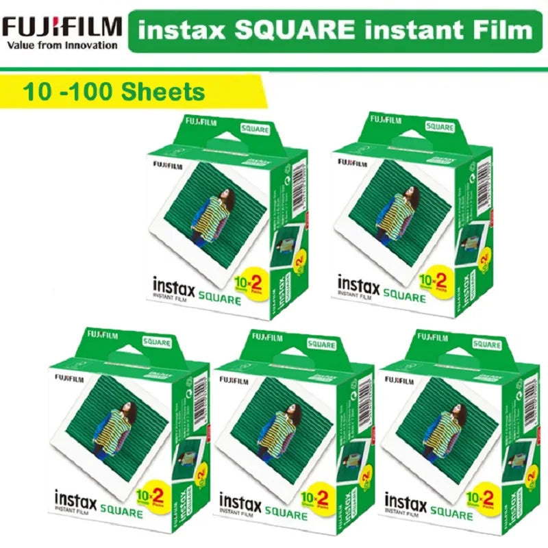 Fujifilm Instax Square White Edge Films Photo Paper 10-100 Sheets for Instax SQ10 SQ6 SQ20 Instant Camera Share SP-3 Printer