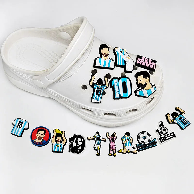 1-16pcs of Football Star Mesi Series Cartoon Shoe Charming Decorative Accessories, Children's Favorite Gifts