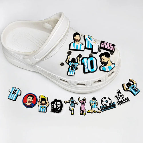 1-16pcs of Football Star Mesi Series Cartoon Shoe Charming Decorative Accessories, Children's Favorite Gifts