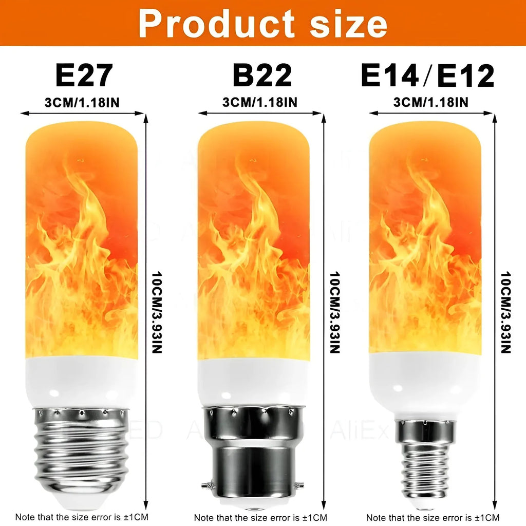 E27 E14 B22 LED Flame Bulb 9W Four Modes Flame Bulb Flashing LED Dynamic Flame Effect Light AC8V-265V 78SMD 2835 light bulb