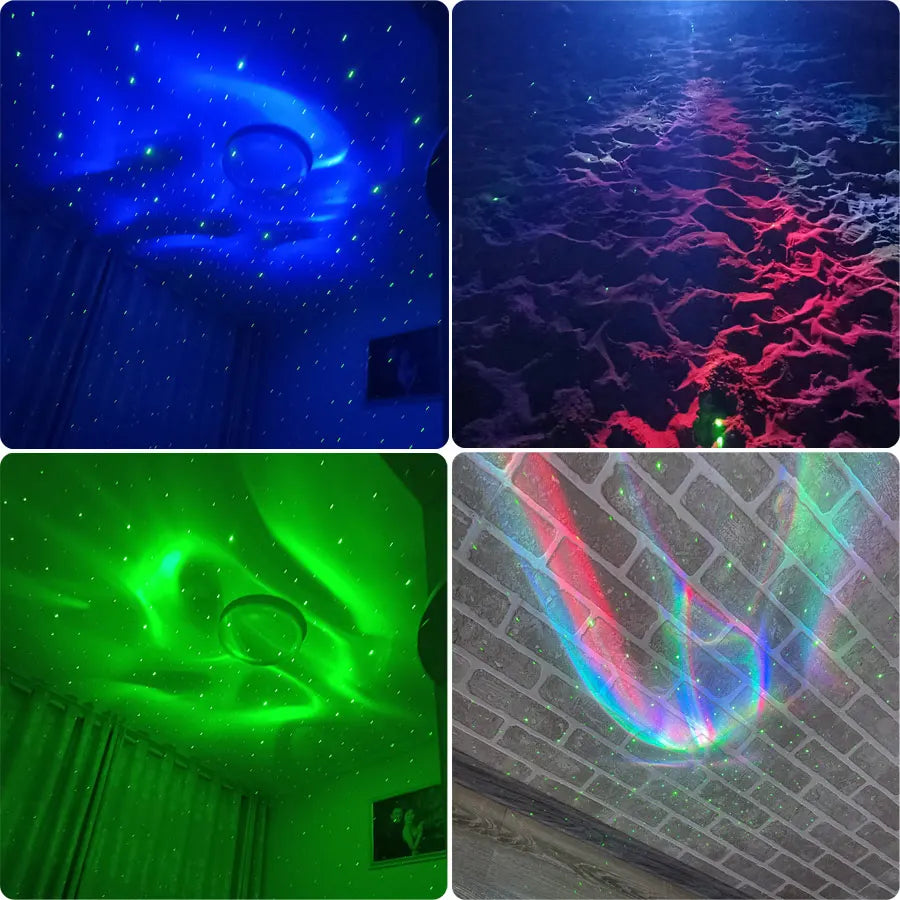 SA204 RGB LED Motive Aurora Projector Night Green Laser Sky Stars Disco Light Nebula Cloud Christmas Children Bedroom Stage Lamp