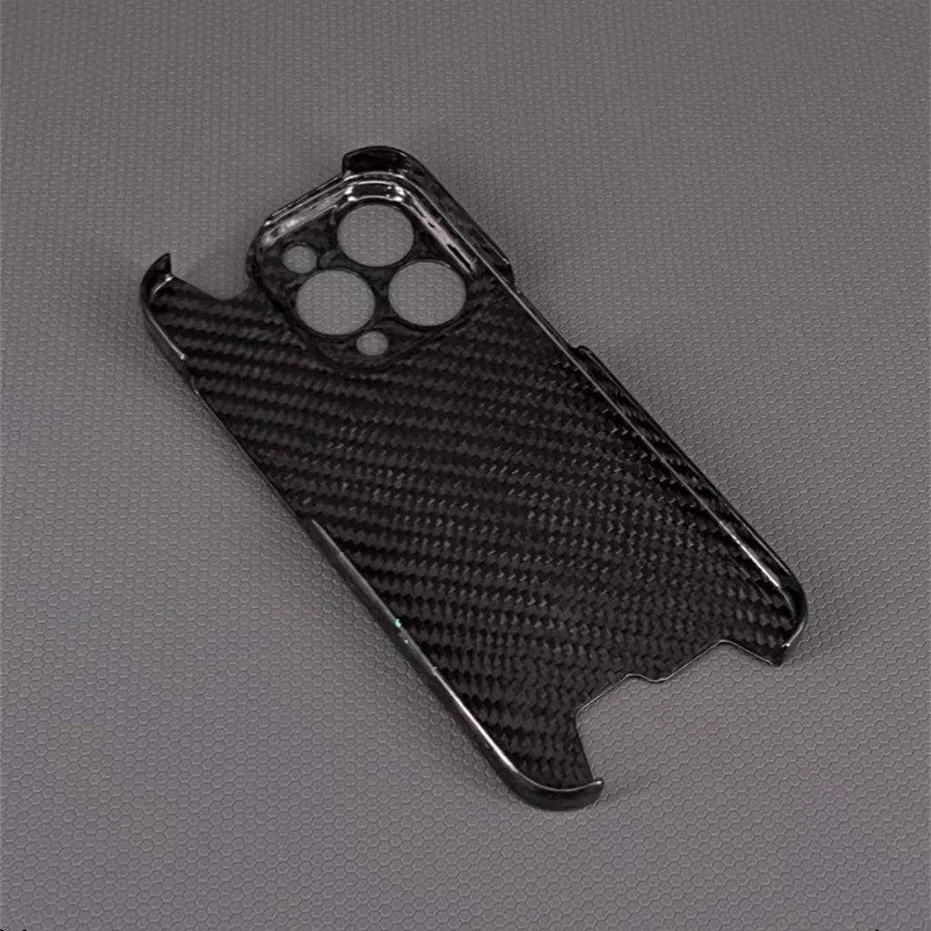 Glossy Forged Ultra Thin Genuine Pure Carbon Fiber Cover For iPhone 15 14 16 Pro Max Glitter Bling Irregular Shockproof Case