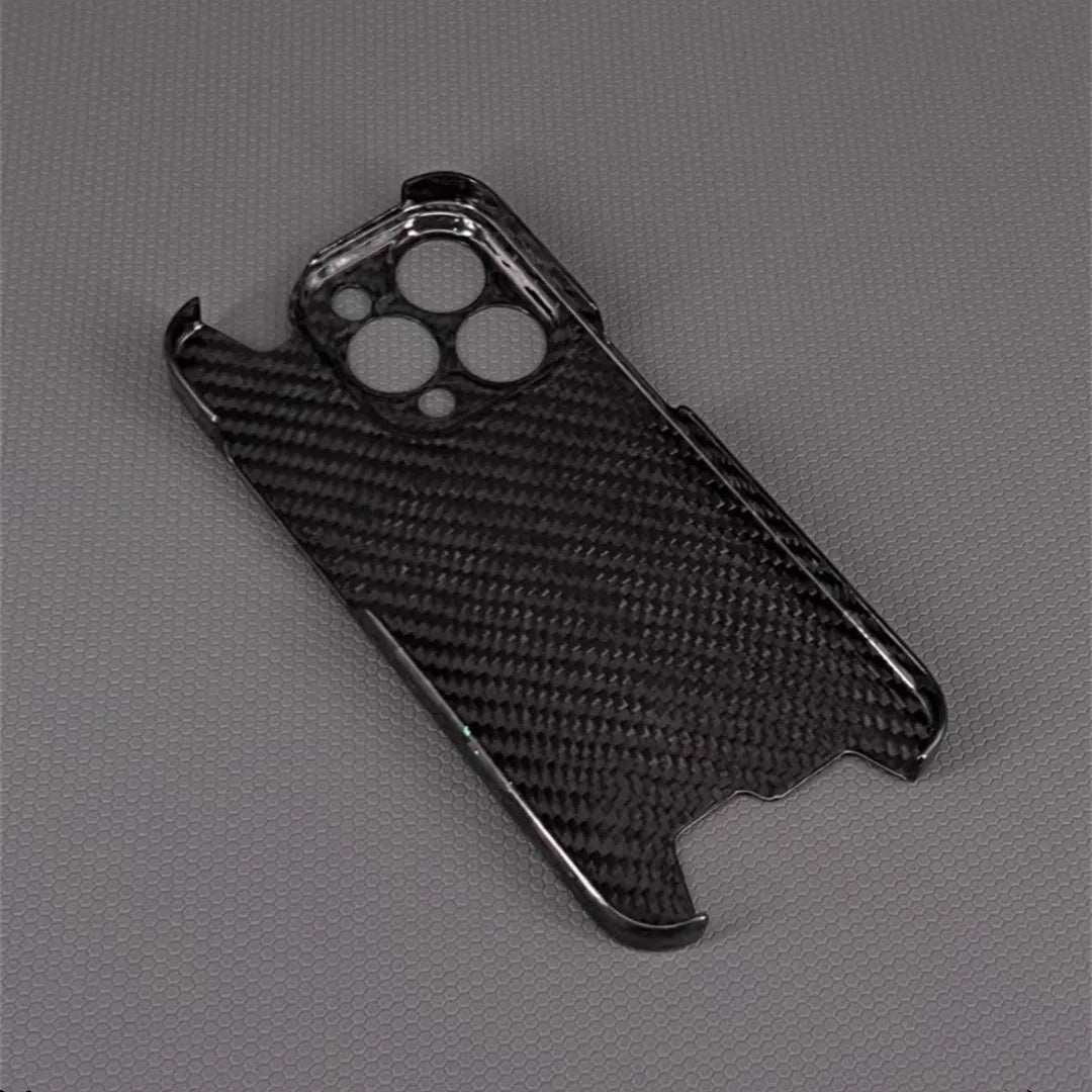 Glossy Forged Ultra Thin Genuine Pure Carbon Fiber Cover For iPhone 15 14 16 Pro Max Glitter Bling Irregular Shockproof Case