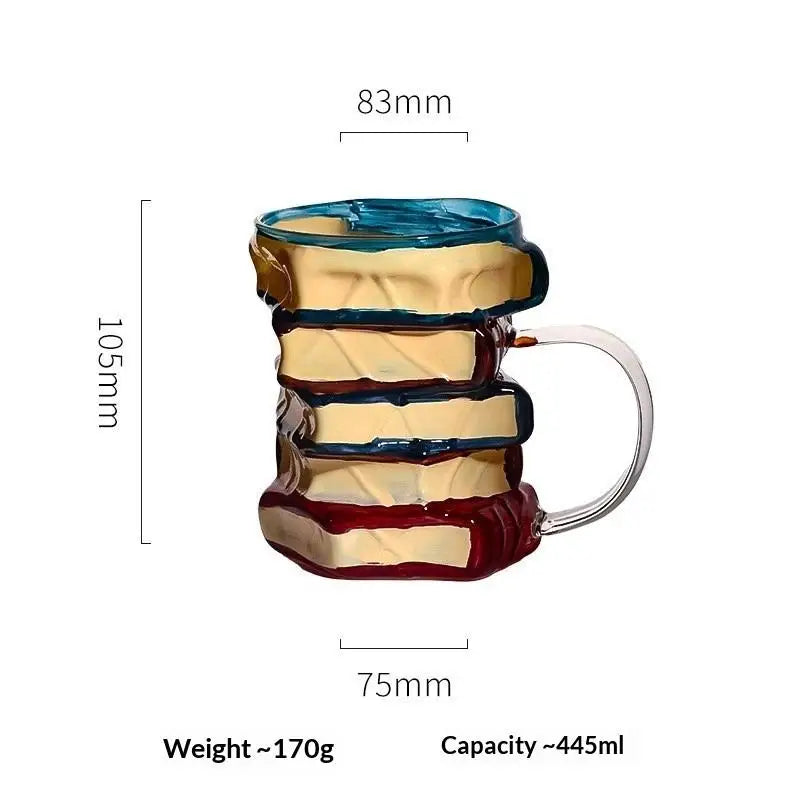 Creative Painted Book Mug 11oz Novelty 3d Painted Books Coffee Mug Unique Colorful Resin Books Stack Coffee Cup Collection Gifts