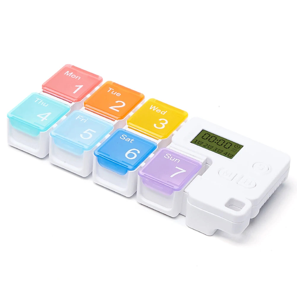 Smart 7-Day Pill Organizer Storage Case Box Weekly Pills Drug Electronic Timing Reminder Medicine Container Alarm Box