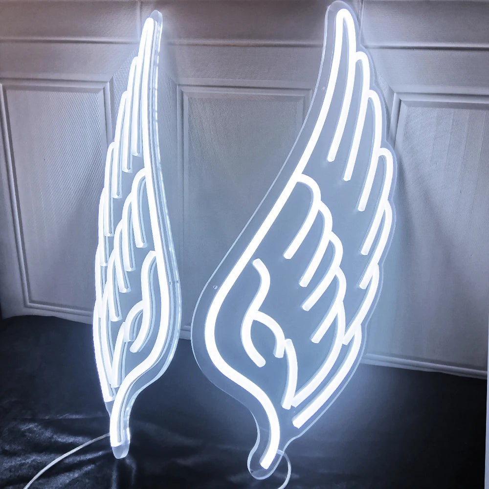 DECO Angel Wing Pink Led Neon Signs(22x14 inch) Led Signs Wall Decor for Girl Bedroom Kids Room Wedding Decor