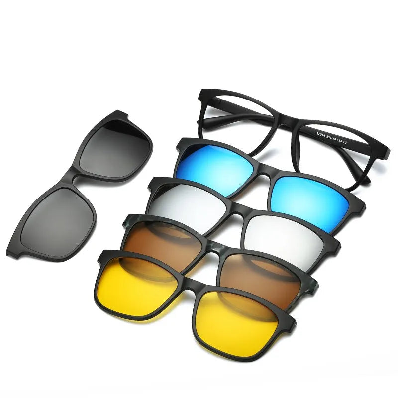 HJYFINO 5 lenes Magnet Sunglasses Clip Mirrored Clip on Sunglasses clip on glasses Polarization Clip Custom Prescription Myopia