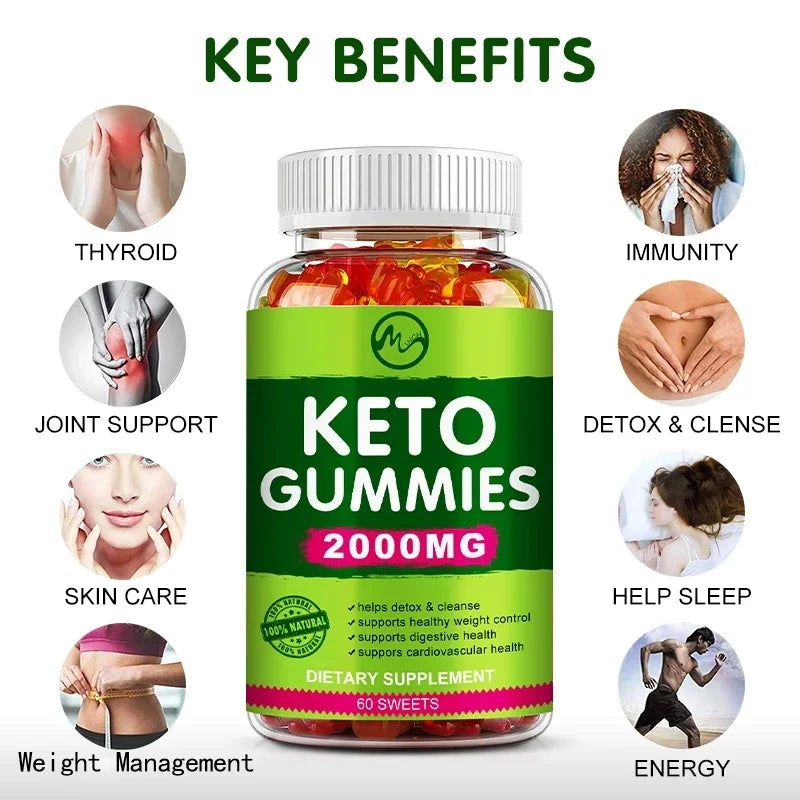 Minch 60 Count Keto Gummies Ketone Fat Body Management Burner Green Apple Cider Vinegar Vitamin Bear Gummy For Men Women Sweets