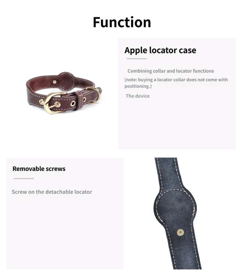 Leather AirTag dog Collar Genuine and Heavy Duty handmade pet collar with Air Tag Holder Lightweight GPS Pet Collars