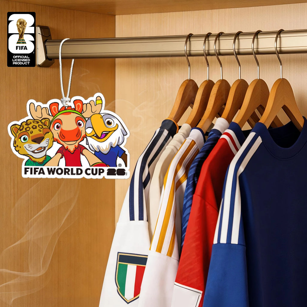 FIFA World Cup 2026 Official 3 Pack Car Air Freshener with Trophy Mascot & Host City Design, Long Lasting Scent for Car & Home