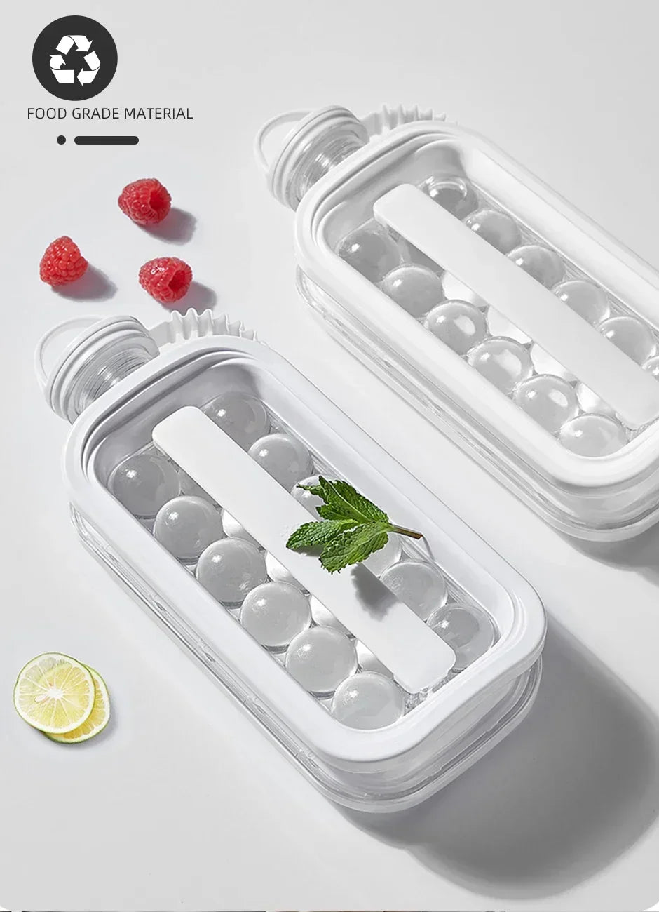 Portable 2in1 Folding Ice Maker Water Bottle with Creative Ice Cube Mold Ice Hockey Lattice Kitchen Bar Gadgets Ice Making Tool