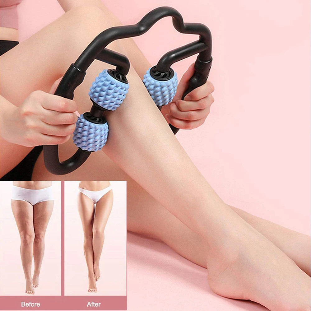 Release Post-Workout Soreness & Tension | 4-Wheel Massage Roller for Deep Muscle Relief, Legs, Back and Shoulders