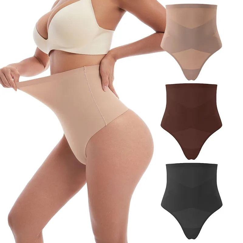 Women's High Waist ThongT-backCross X Shaping Tummy Control Panties Strong Body Shaping Waist Cincher Hip Lifter Seamless