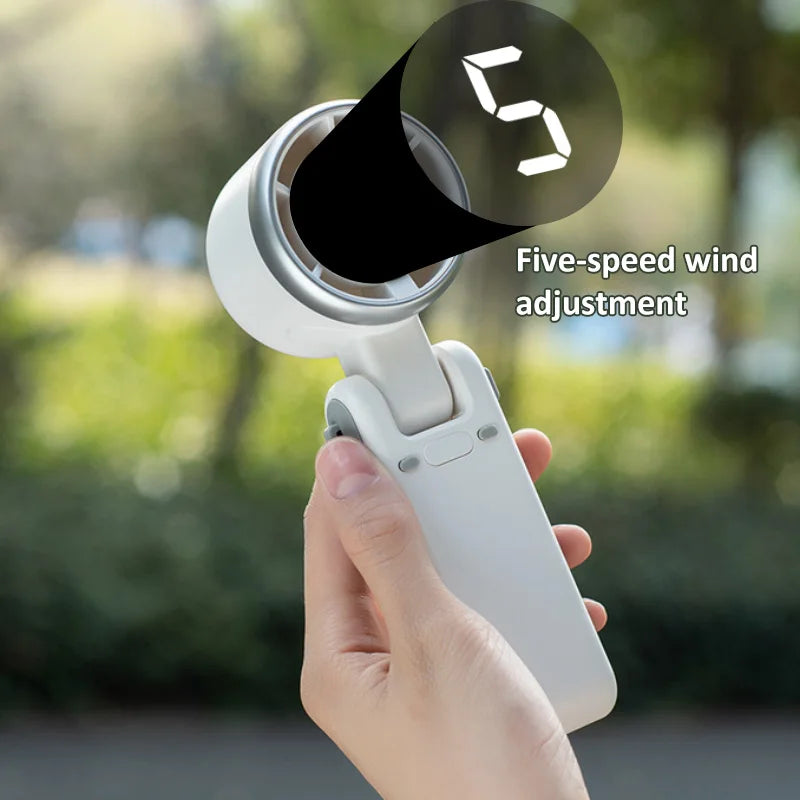 2025 New Hanging Neck Outdoor 180 Degree Folding Desktop Mini Fan Hand-held Folding High-speed Powerful Turbo Fan