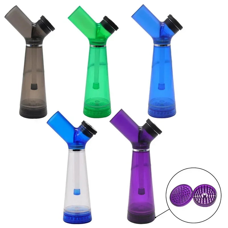 JOK JUK Acrylic Water Smoking Pipe with Dry Herb Grinder Protable Handheld Hookah Kettle Tobacco Shop Smoke Grass Accessories