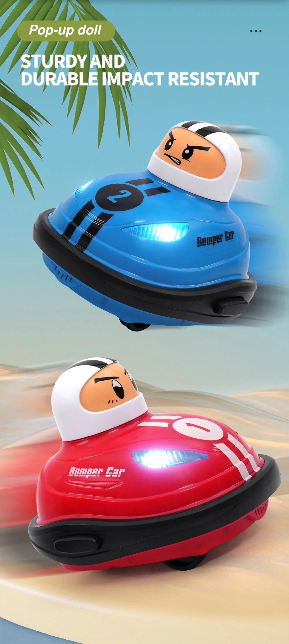 2025 RC Super Battle Bumper Car 2.4G Pop-up Doll Crash Bounce Ejection Light Children's Remote Control Toys Gift for Parenting