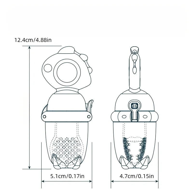 Dinosaur Rotate Push-Type Baby Fruit Feeder, Silicone Fresh Food Feeder, Kids Feeding Tool