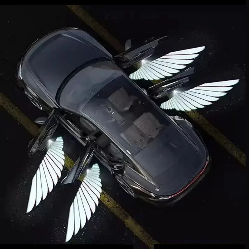 2Pcs Car Angel Wings Wireless Car Door Welcome Courtesy Shadow Projector Lamp LED HD Logo Light Cars Accessories