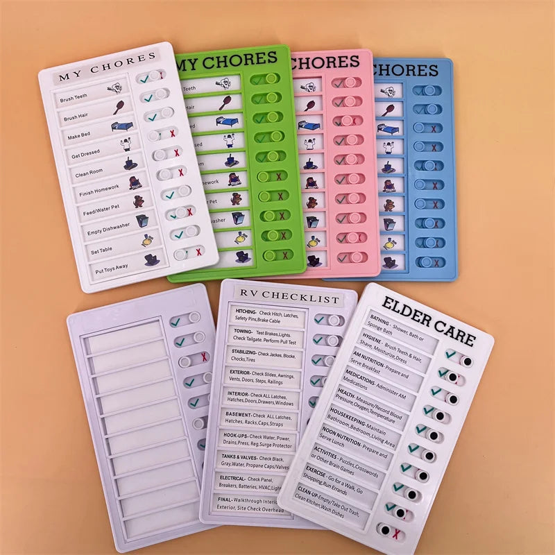 Reusable My Chores Checklist Daily Planner Memo Plastic Board Chore Chart Responsibility Behavior for Kid Self-discipline Card