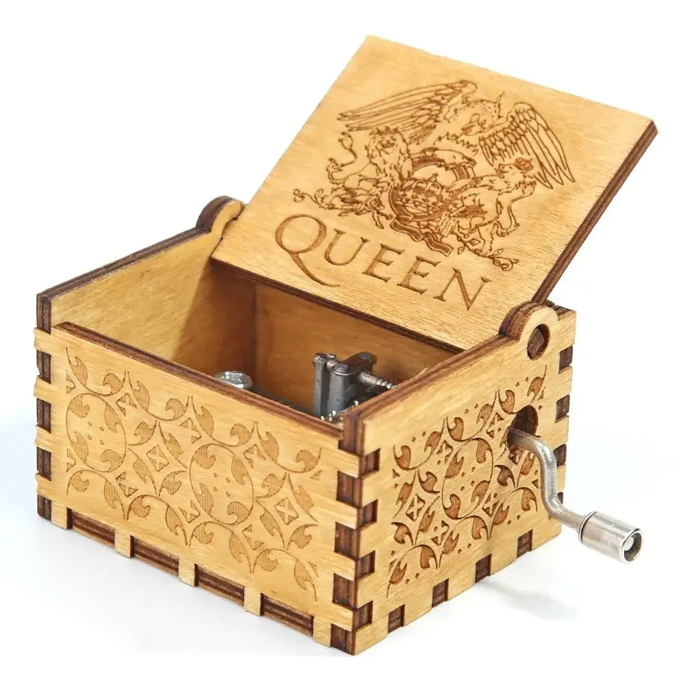 Wooden Hand Crank Music Box Bohemian Rhapsody Theme You Are My Sunshine Music Box Musica Theme Birthday Christmas Gift