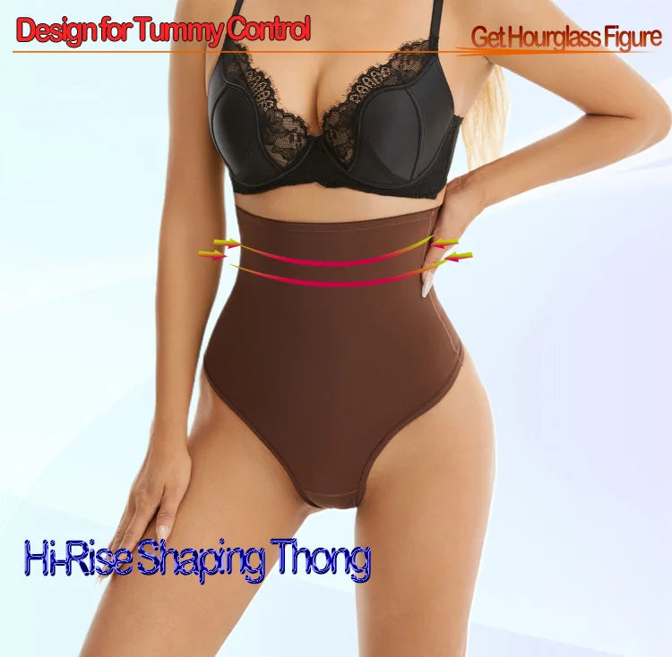 Cross-border Women's High Waist ThongT-back Tummy Control Panties with Non-slip Waistband Strong Waist Cinching and shaper
