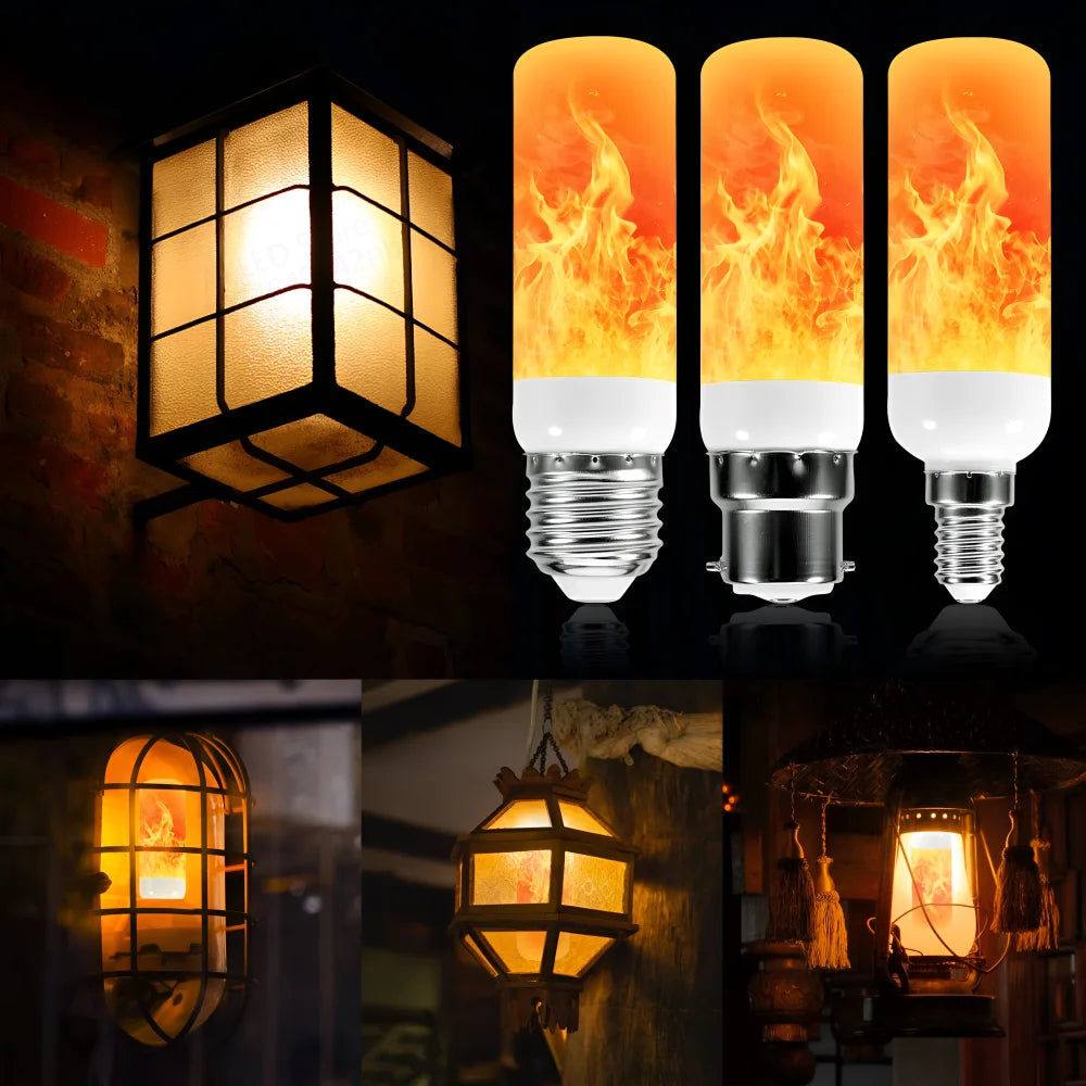 E27 E14 B22 LED Flame Bulb 9W Four Modes Flame Bulb Flashing LED Dynamic Flame Effect Light AC8V-265V 78SMD 2835 light bulb