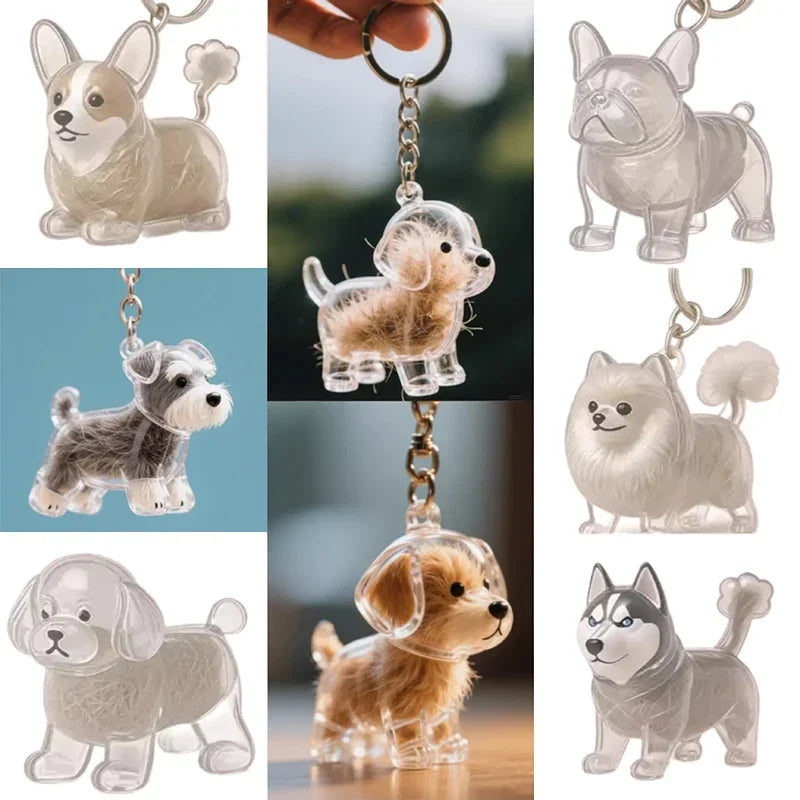 Dog Hair Storage Pendant Cute Keychain Car Key Chains Bag Pendant Couple Jewelry Souvenir Collection Gift Decoration Accessories