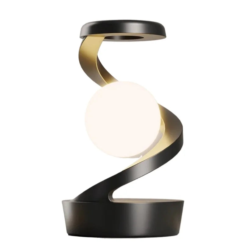 LED Moon Mood Light Suspended Rotating RGB Atmosphere Desk Lamp with Wireless Mobile Charging Bedroom Game Room Decorative Light