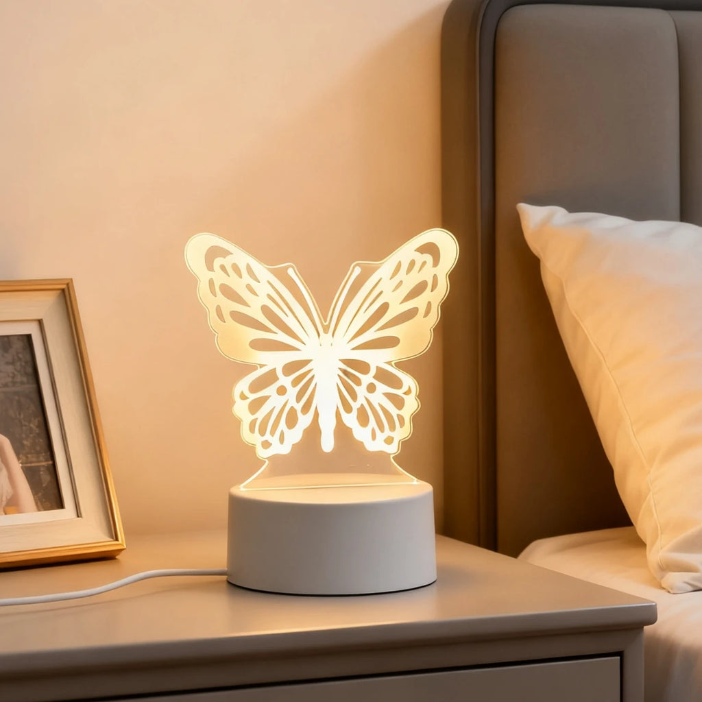 3D Dreamy Butterfly LED Night Light, USB Desktop Decorative Light, Suitable for Romantic Bedroom Decoration, Ideal Christmas Gif