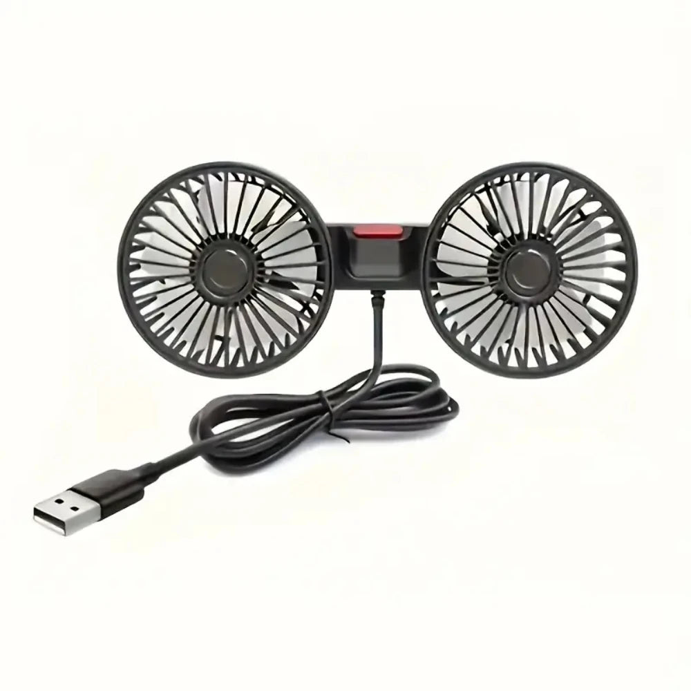1. Storm-Proof 45dB Silent Dual-Head USB Car Fan for Rear Seat Cooling   2. Ultra-Quiet 45dB Dual-Head USB Car Fan, Durable & St