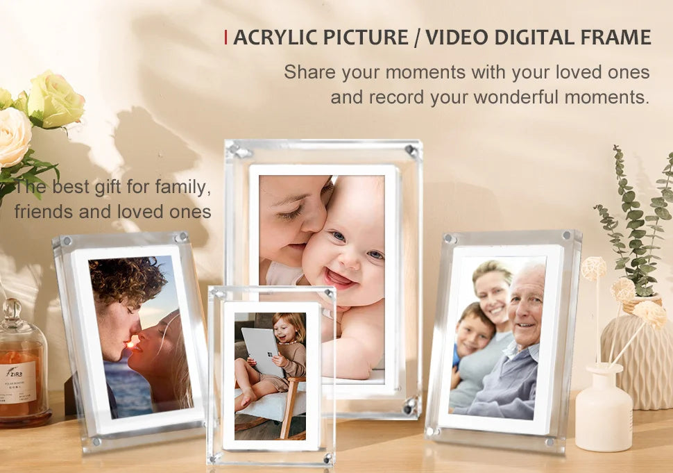 Acrylic Digital Photo Frame 5/7 Inchs 1000mAh Automatically rotate Display IPS Screen 4G Memory Battery Gravity Induction