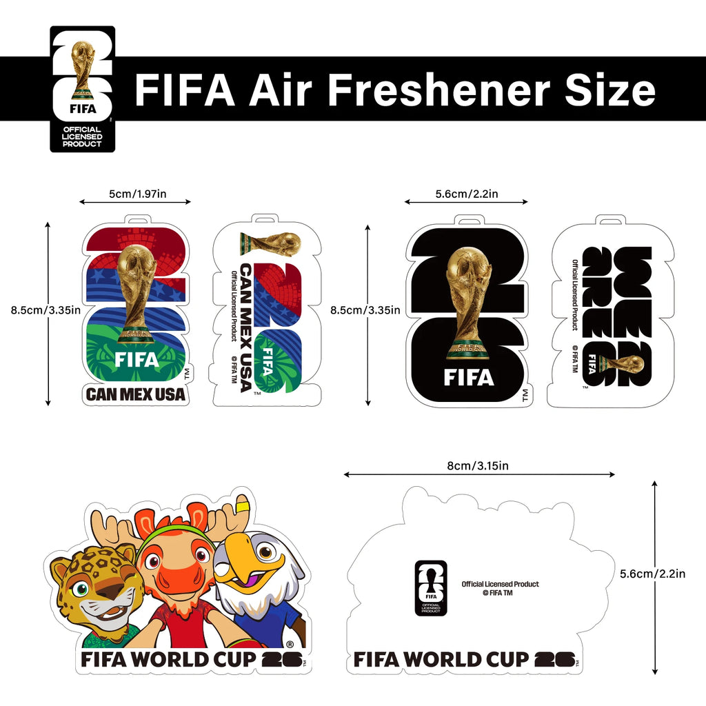 FIFA World Cup 2026 Official 3 Pack Car Air Freshener with Trophy Mascot & Host City Design, Long Lasting Scent for Car & Home