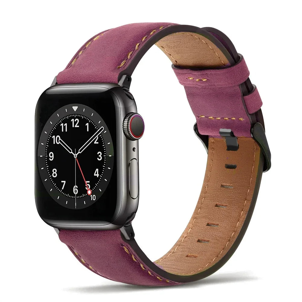 Leather Strap for Apple watch band 44mm 49/45mm 40/41 42 46mm belt Retro luxury Correas iWatch series 10 9 5 4 SE 6 7 8 ultra 2