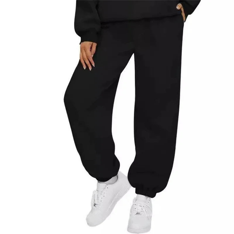 autumn winter Women's Pants Solid Color Sweatpants Daily casual Pants Women's Comfortable loose Drawstring Women's Trousers