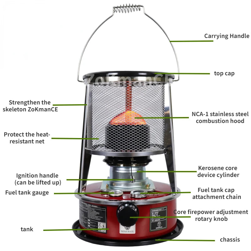 2 IN 1 Portable Kerosene Stove Heater 4.5L Kerosene Space Heater Outdoor Kerosene Heater for Camping  Fishing Hunting Cooking