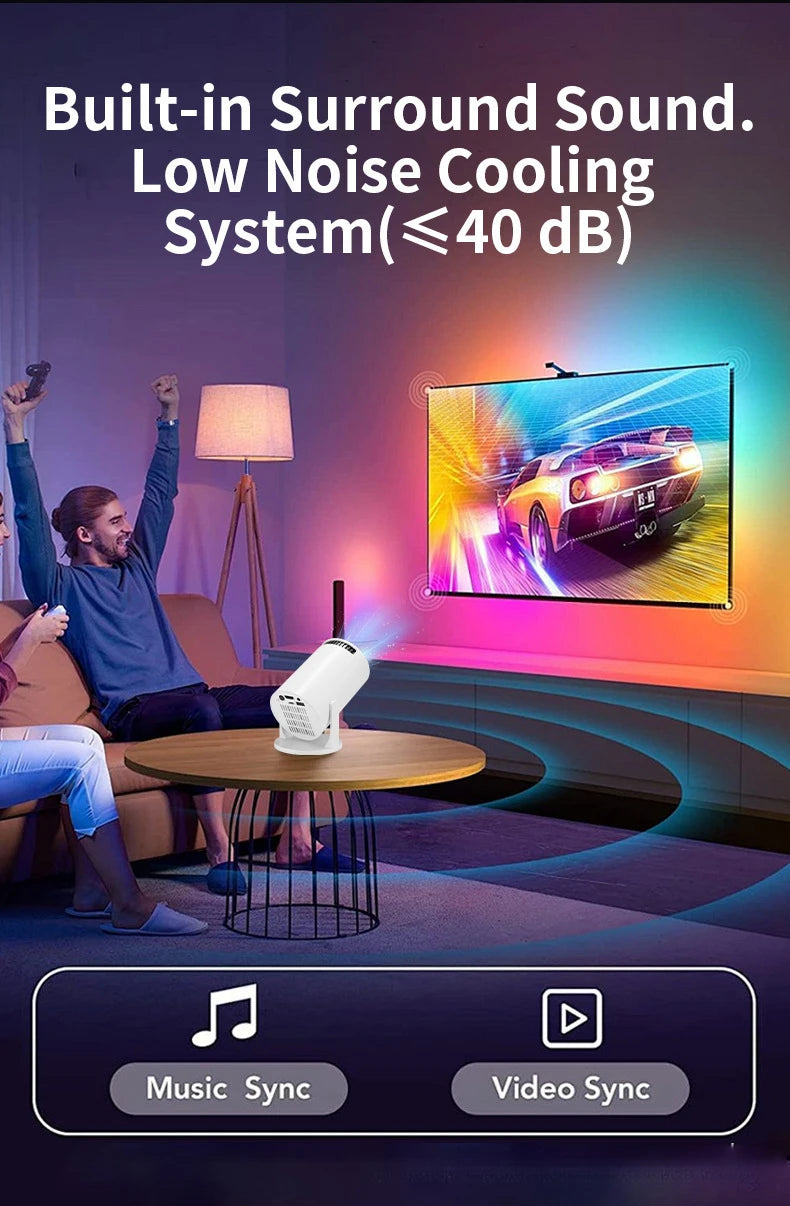 HY300 Mini portable 4k projector 1080P android Smart home  movie theater projectors bluetooth and wifi
